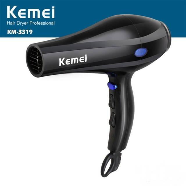 Фен для волос с насадками Kemei KM-3319, мощность 1800Вт, Функция ионизации CG23 PR4