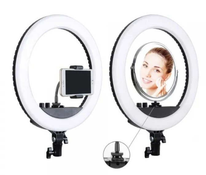Кольцевая LED лампа SMN-12" + зеркало (30см) | Кольцевой свет | Световая лампа кольцо