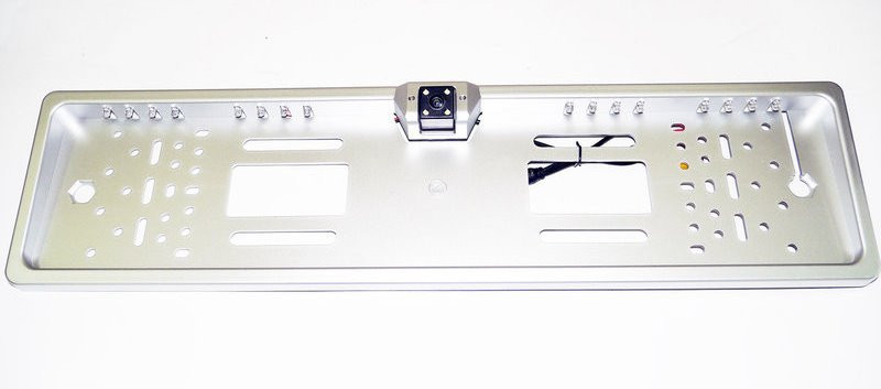 Камера заднего вида в авто номерной рамке с 4 LED подсветкой Silver PR4