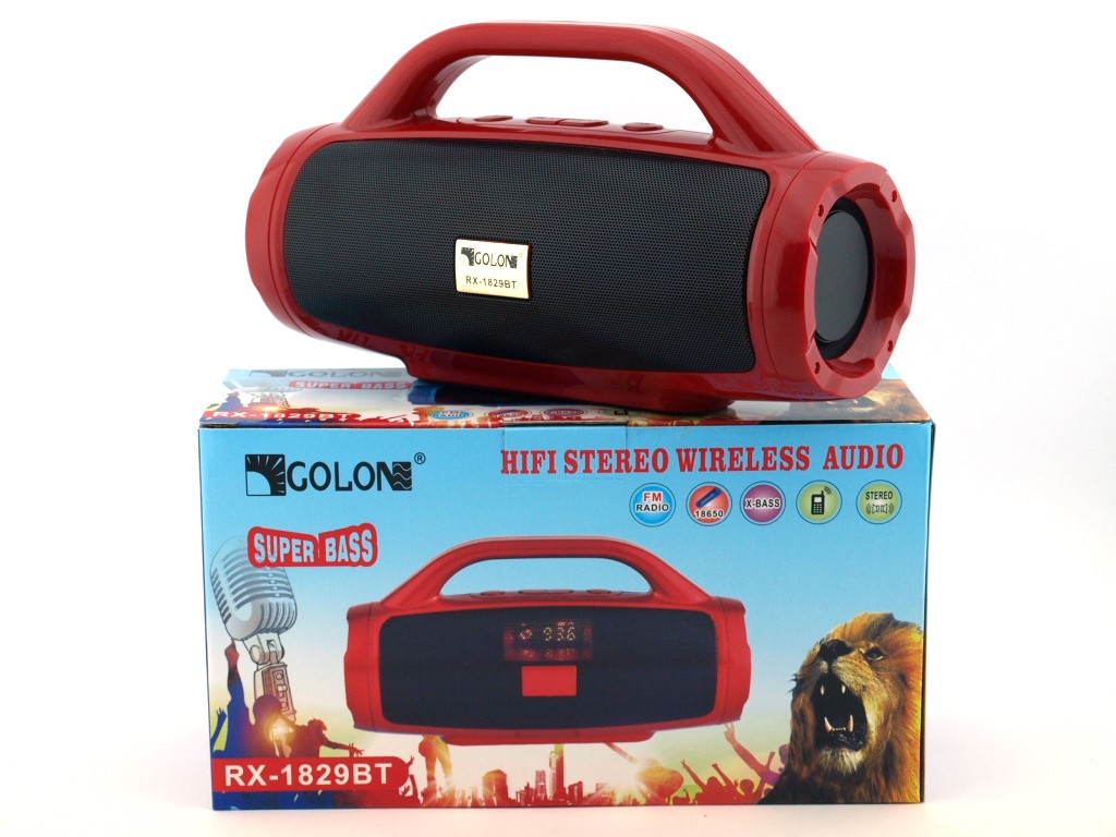 Golon RX-1829BT BoomBox 12W, портативная колонка с Bluetooth FM и MP3, красная PR4