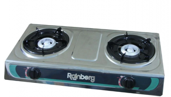 Газовая плита на 2 турбо конфорки Rainberg Pro RB-02 ∙ Двухконфорочная настольная газовая поверхность ∙ Нержавеющая сталь