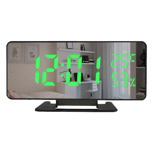 Зеркальные LED часы VST-888Y ∙ Настольные часы ∙ Будильник ∙ Термометр ∙ Влажность ∙ Зеленые цифры