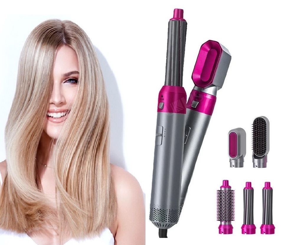 Повітряний мультистайлер Hot Air Styler 5 в 1 для різних типів волосся з насадками для сушіння, випрямлення, надання об9;єму, укладання волосся в локони