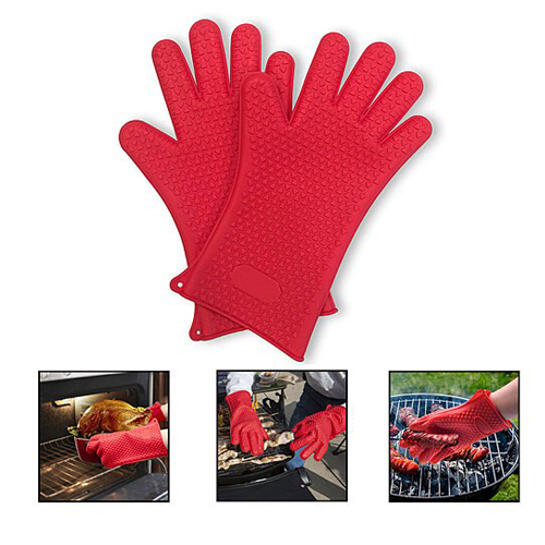 Жароміцні термостійкі рукавички – прохватки RED GLOVE Силіконові прихватки рукавиці для гарячого