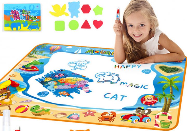 Игровой водный коврик для рисования водой с трафаретами Aqua Magic Mat