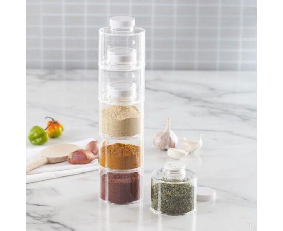 Спецовник – органайзер для специй Spice Tower Carousel ∙ Набор емкостей для специй из 6 баночек