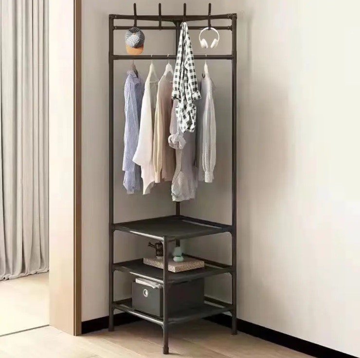 Кутова підлогова вішалка-стелаж Corner rack ∙ Стійка з поперечиною для вішалок до передпокою