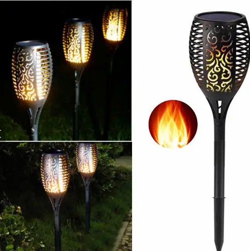 Ліхтар садовий на сонячній батареї Solar flame, 50 см · LED світильник у формі факела з класом захисту IP65