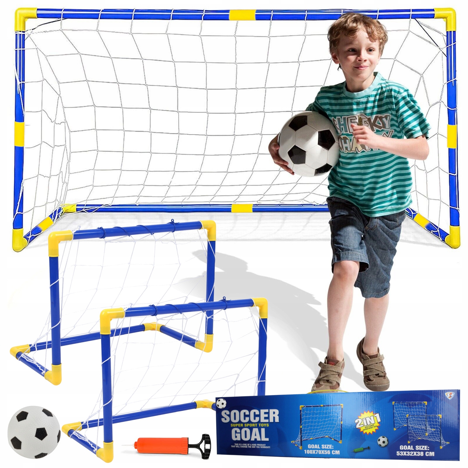 Дитячий футбол Football Sport 2 в 1 777-801 ∙ Футбольні ворота з м9;ячем та насосом у комплекті