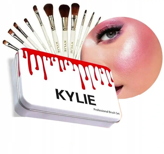 Професійні пензлики для макіяжу Kylie Professional Brush Set 12 шт. ∙ Набір кистей Kylie Professional для очей та обличчя