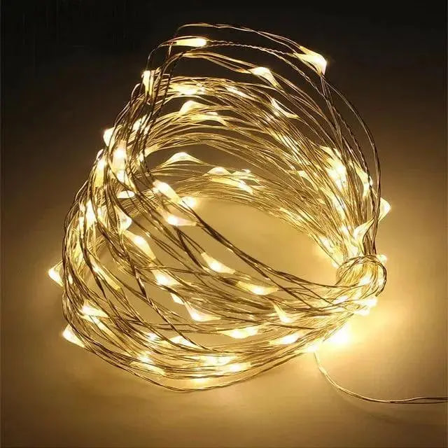 Універсальна гірлянда 10м Батарейка+USB тепле світло 300 LED ∙ Гірлянда Батарейка+USB лісочка 10м з 300 LED