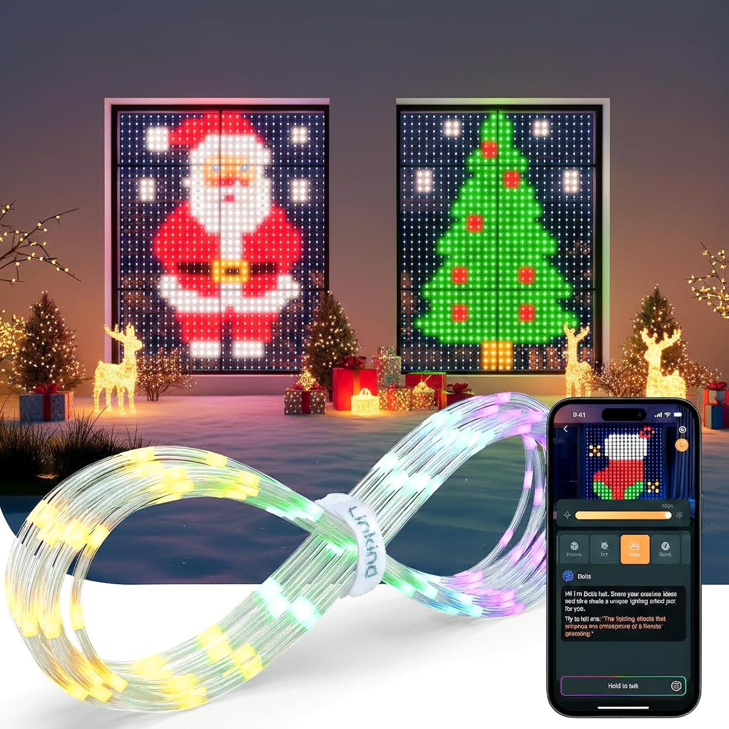 Гірлянда Smart-штора SFK-07 святкова LED-гірлянда для дому ∙ Світлодіодна штора з додатком SFK-07 20 ниток по 20 LED