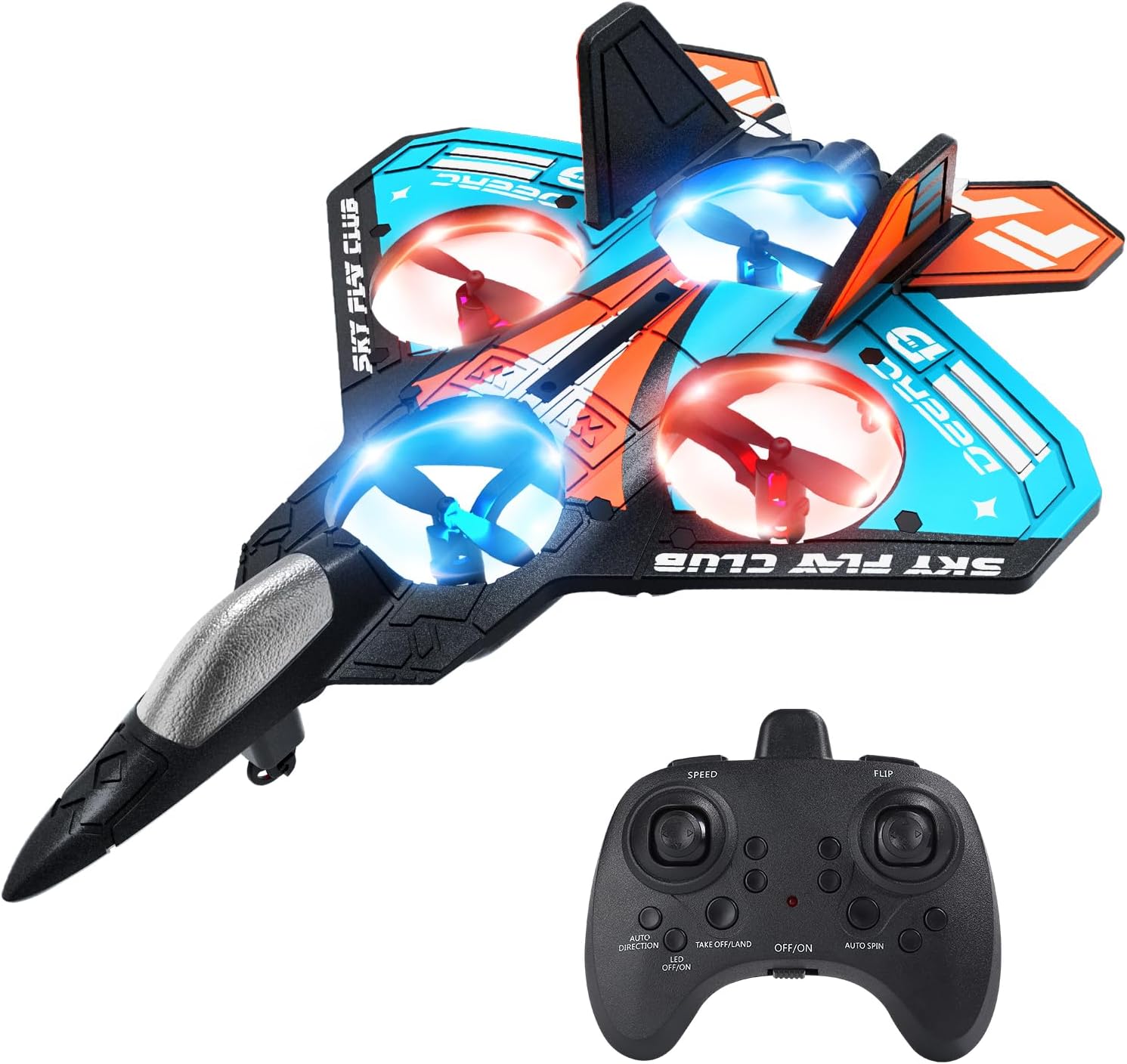 Іграшка-літак на радіокеруванні Fighter Plane KS-198 RC 4X 2.4GHz ∙ RC дрон-літак Fighter Plane RC 4X з LED-підсвіткою та трюками 360°
