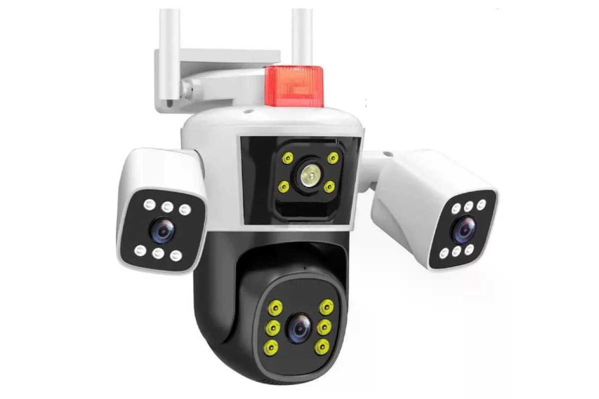 Поворотна вулична IP WiFi камера 12MP з 3 лінзами та застосунком Yoosee • Погодозахищена камера відеоспостереження для дому, двору, дачі, складу та зовнішнього контролю