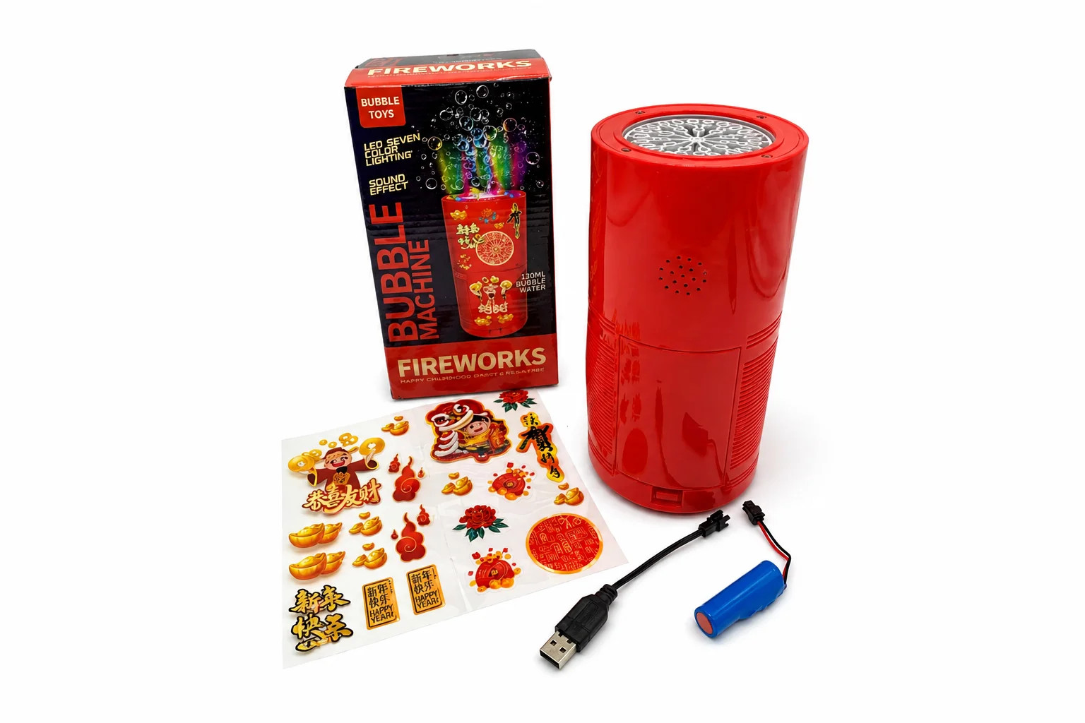 Автомат для мильних бульбашок Bubble Machine Fireworks з LED-підсвіткою та звуком • Дитяча машина для бульбашок з акумулятором USB