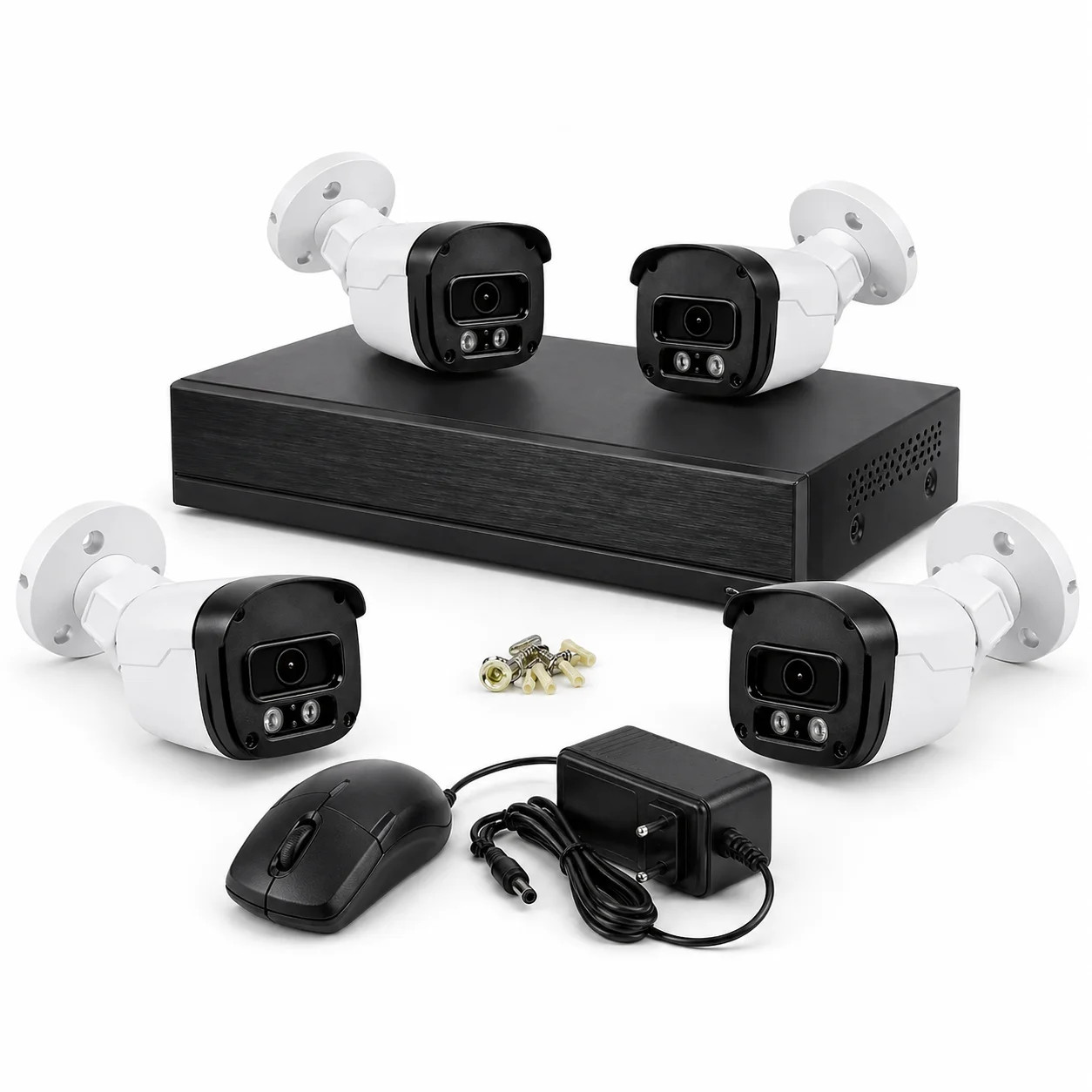 Комплект відеоспостереження DVR KIT UCAM на 4 камери з реєстратором Full HD • Вулична система відеоспостереження з вологозахистом IP67, нічною зйомкою та переглядом через телефон