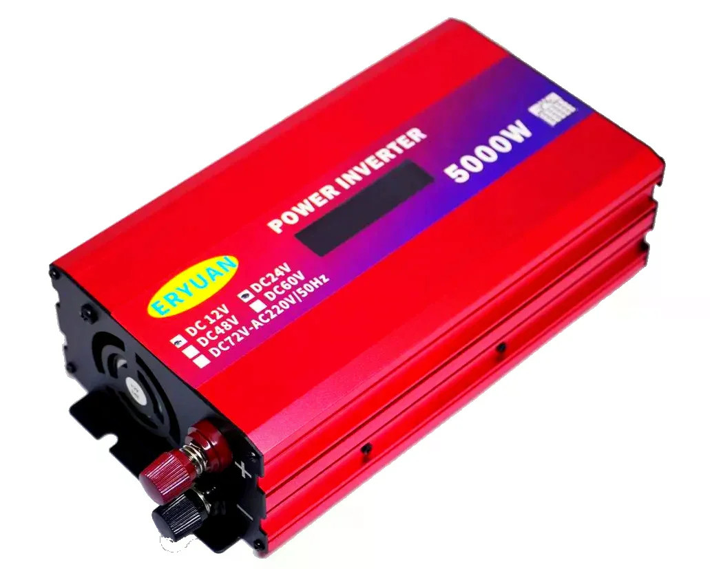 Перетворювач напруги 5000W 12V/24V у 220V з LCD-дисплеєм і підтримкою сонячної панелі • Інвертор для дому, авто, дачі та резервного живлення