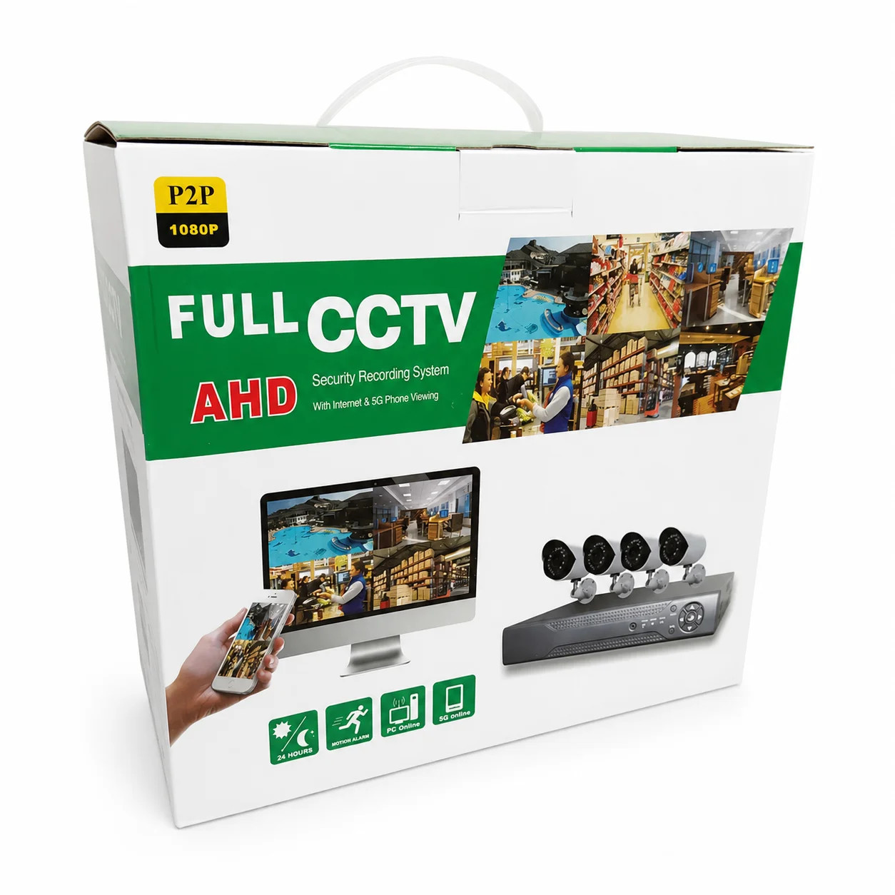 Набір камер відеоспостереження DVR білий • Комплект Full CCTV AHD 1080P з реєстратором для дому, офісу, складу, магазину та ділянки