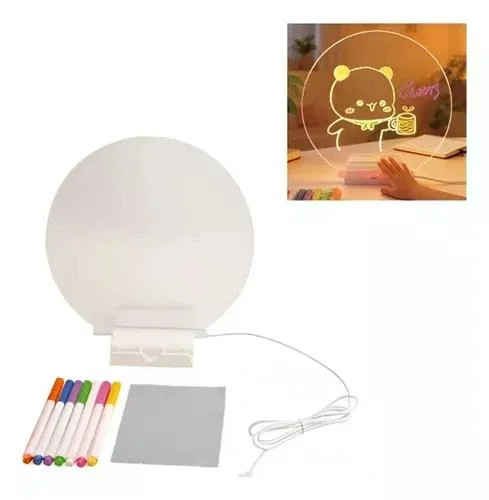Круглий світильник-нічник WordPad AND 5502 15 см від USB • LED-дошка для нотаток AND 5502 з маркером для дому, офісу та декору