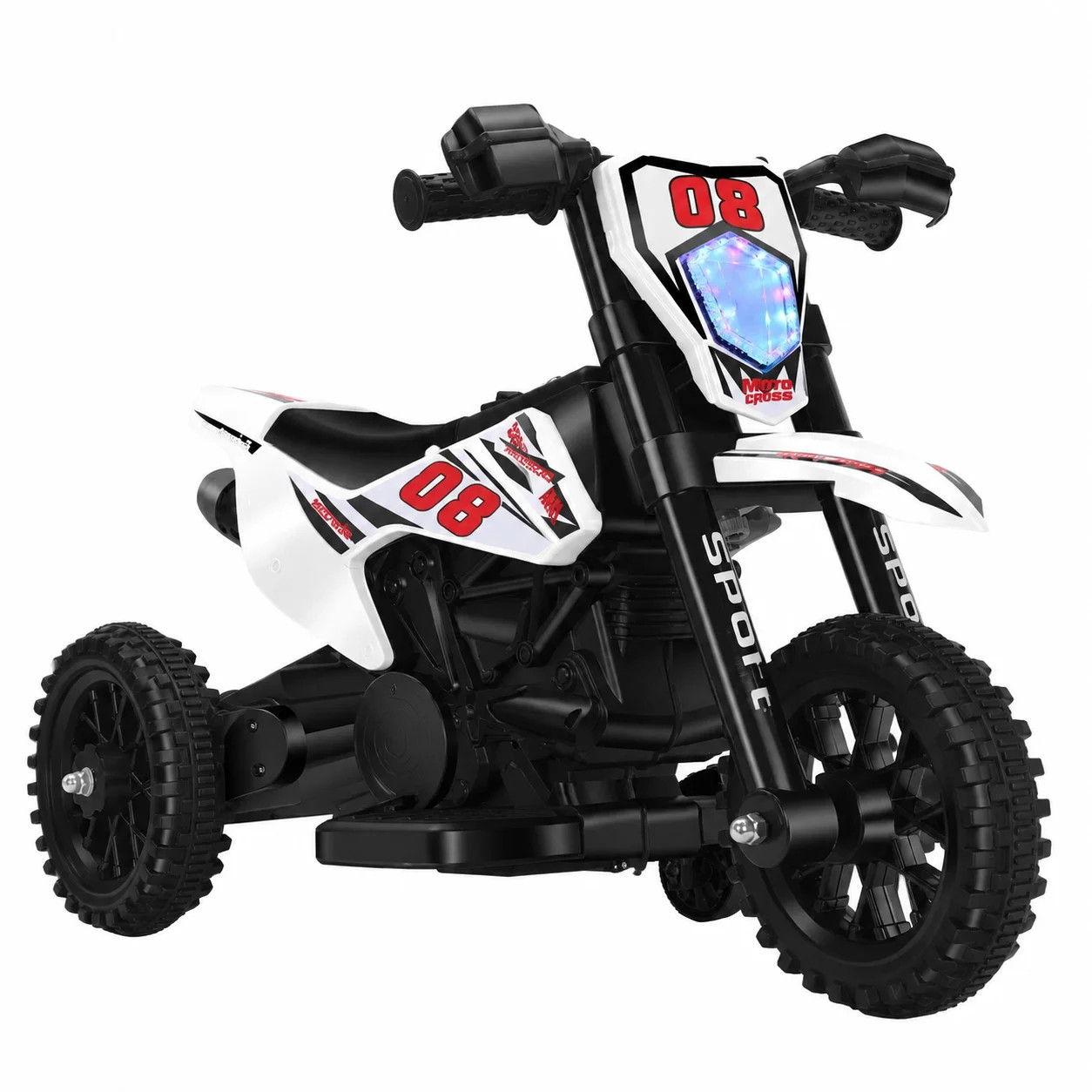 Дитячий електромотоцикл Cool Mountain 26X-130 білий з LED і музикою • Дитячий електричний мотоцикл Cool Mountain 26X-130 з пультом, USB та акумулятором білий