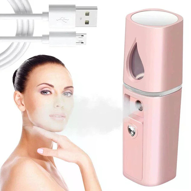 Портативний зволожувач для обличчя Nano Mist Soraver AND MSK-3445 рожевий • Нано-розпилювач для шкіри обличчя AND MSK-3445 з холодним туманом та USB-зарядкою рожевий