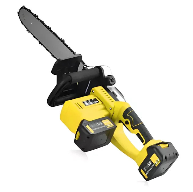 Акумуляторна ланцюгова пила Electric SAW 16" з 2 акумуляторами жовта • Бездротова електропила Electric SAW 16 дюймів для саду та розпилювання деревини жовта