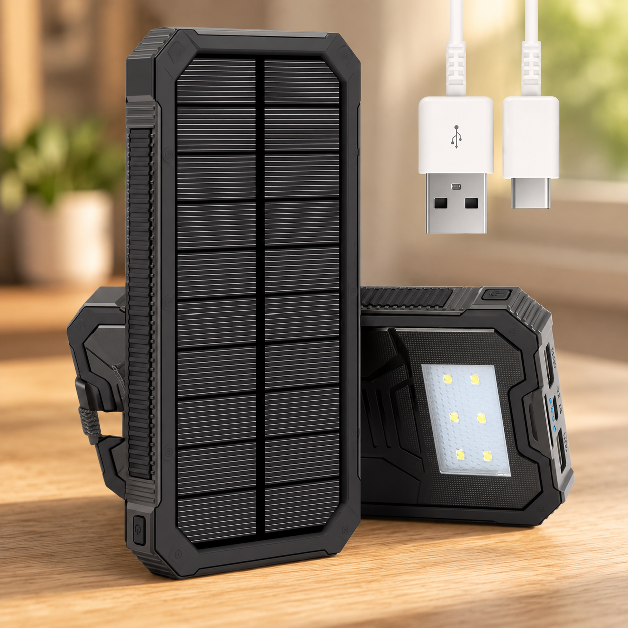 Павербанк Solar 50000 mAh / Портативний акумулятор / Сонячний повербанк з ліхтариком