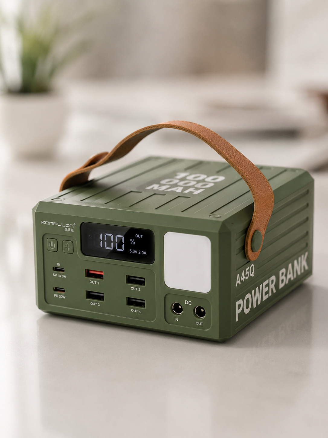 Повербанк KONFULON A45Q 100000 mAh, 22.5 Вт / Зовнішній акумулятор з LED підсвічуванням