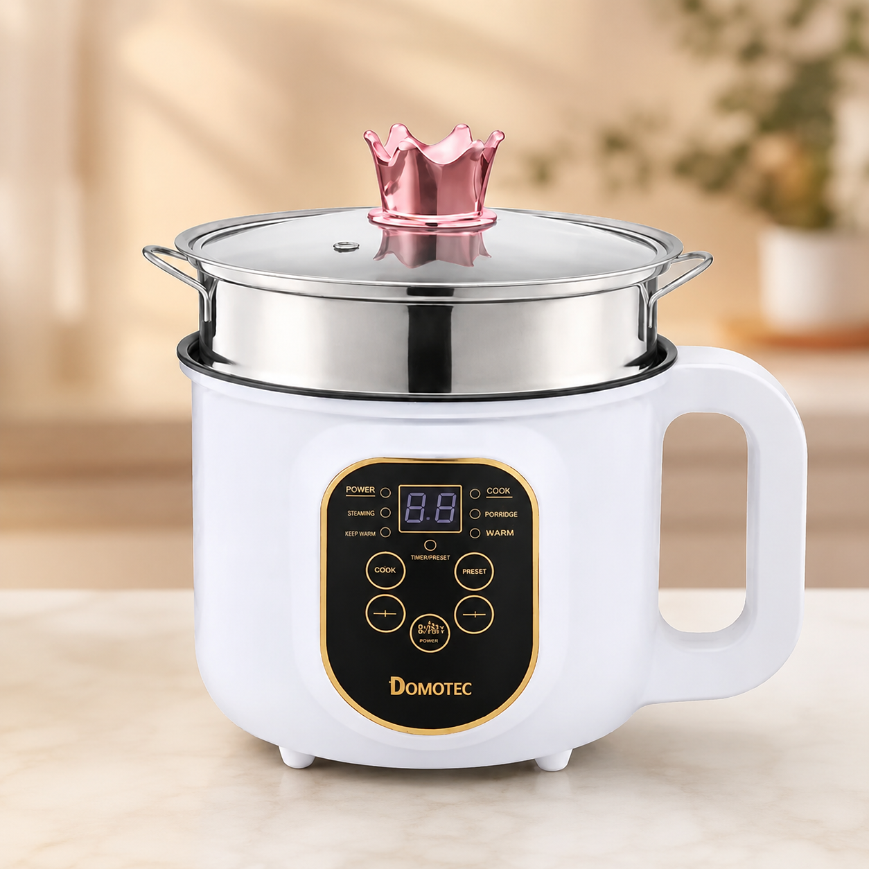 Електрична каструля-пароварка 1,8л DOMOTEC MS-7729 / Мультиварка з антипригарним покриттям / Електрична каструля-пароварка