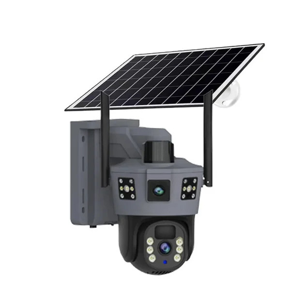 4G-камера TP18 360° чорна • Вулична автономна IP-камера Solar PTZ 6 Мп із SIM-картою, сонячною панеллю та V380 Pro