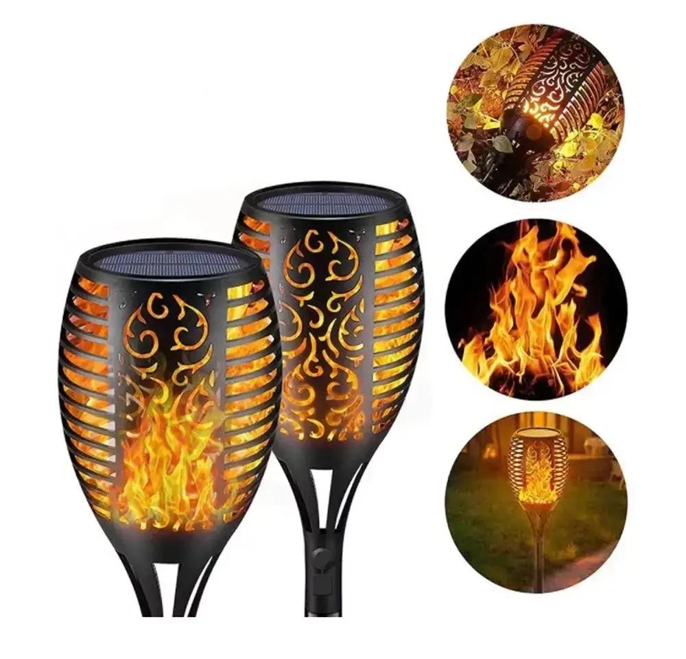 Водонепроникний ліхтар 52 см з ефектом полум'я Solar flame led light sensor activated