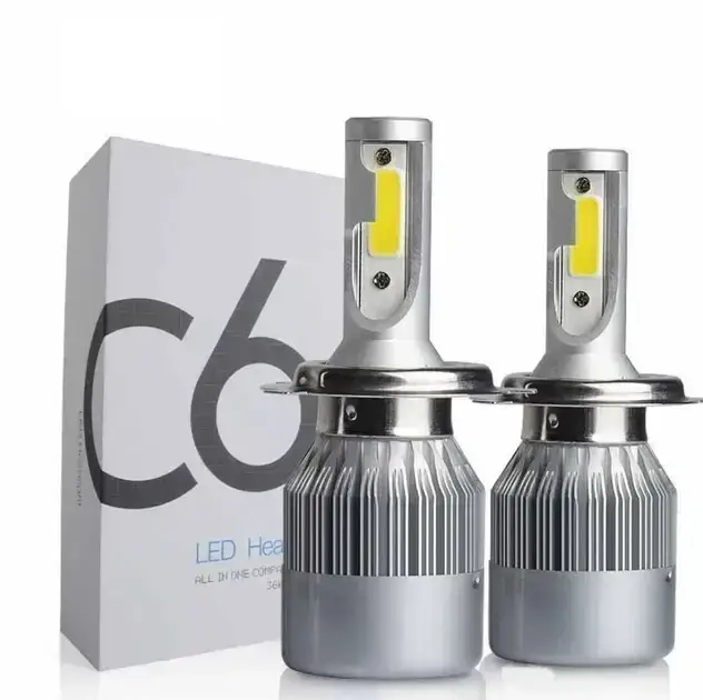 Комплект автомобільних світлодіодних LED ламп з охолодженням С6 LED H4 LED-лампи для авто 3800 Лм