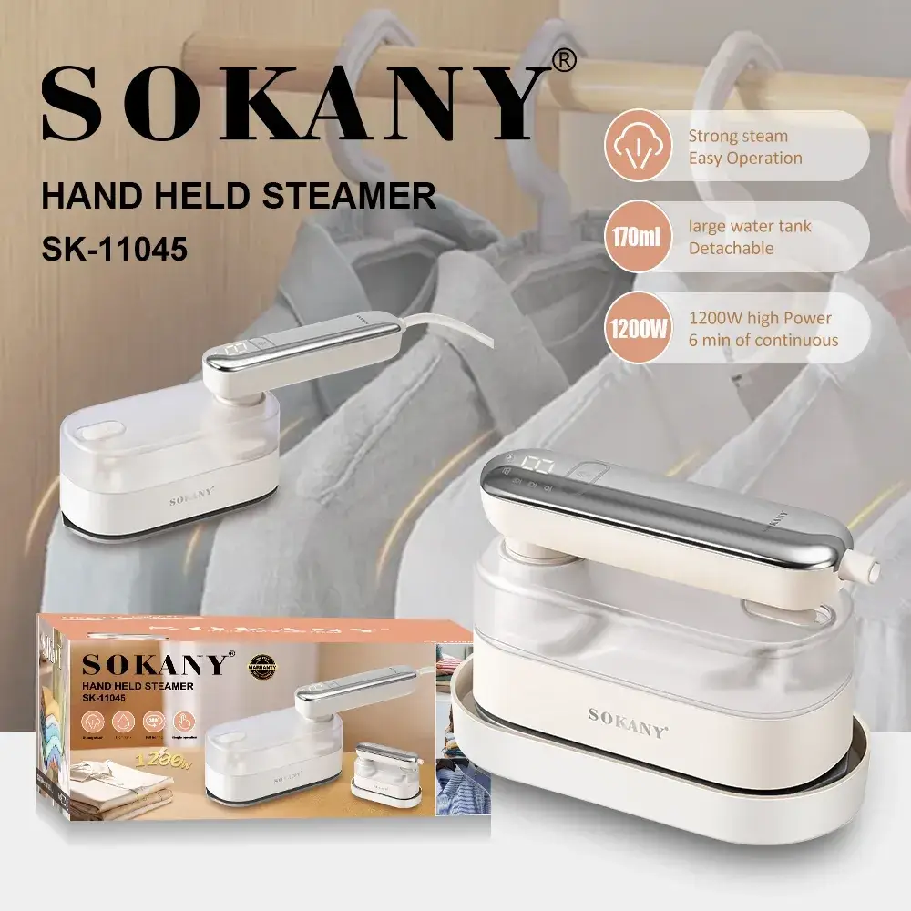 Електрична праска для одягу SOKANY SK-11045 з керамічною підошвою 1600 Вт, паровий удар
