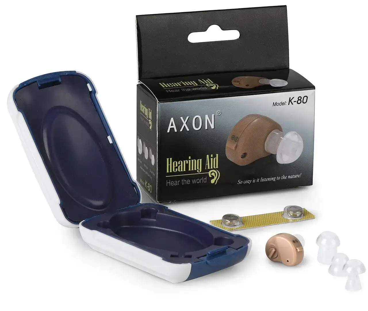 Внутрішньовушний слуховий апарат підсилювач слуху Axon K-80 для літньої людини велосипедів