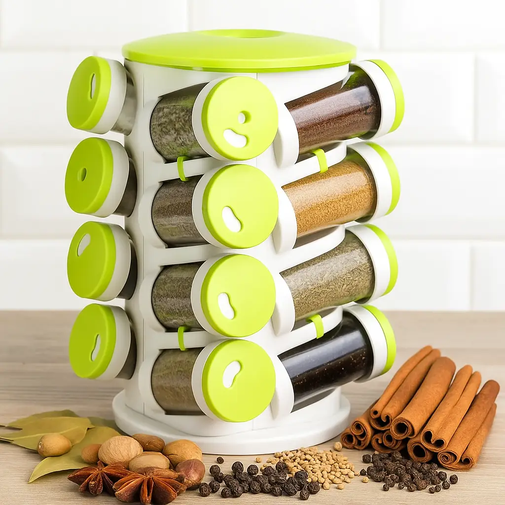 УЦІНКА! Органайзер ПЛАСТИК для спецій кухонний обертовий Spice Rack 16 в 1 Стійка для спецій карусель (Плохе паковання 3202)