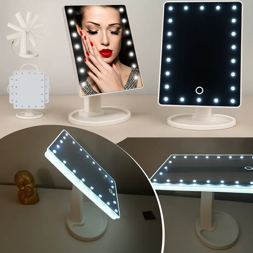 УЦІНКА! Дзеркало настільне з підсвіткою LED — бренд Large Led Mirror (Плохе паковання 3298)