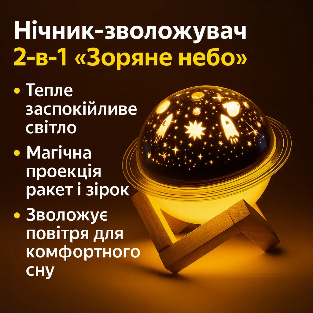 УЦІНКА! Зволожувач повітря проєктор Зоряне небо/сатурн/Настільний світильник нічник Проєкційний (
