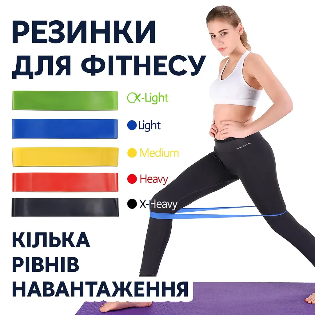 УЦІНКА! Набір фітнес-гумок, петлі, силові вправи та розтяжка (Не повний комплект 3388)