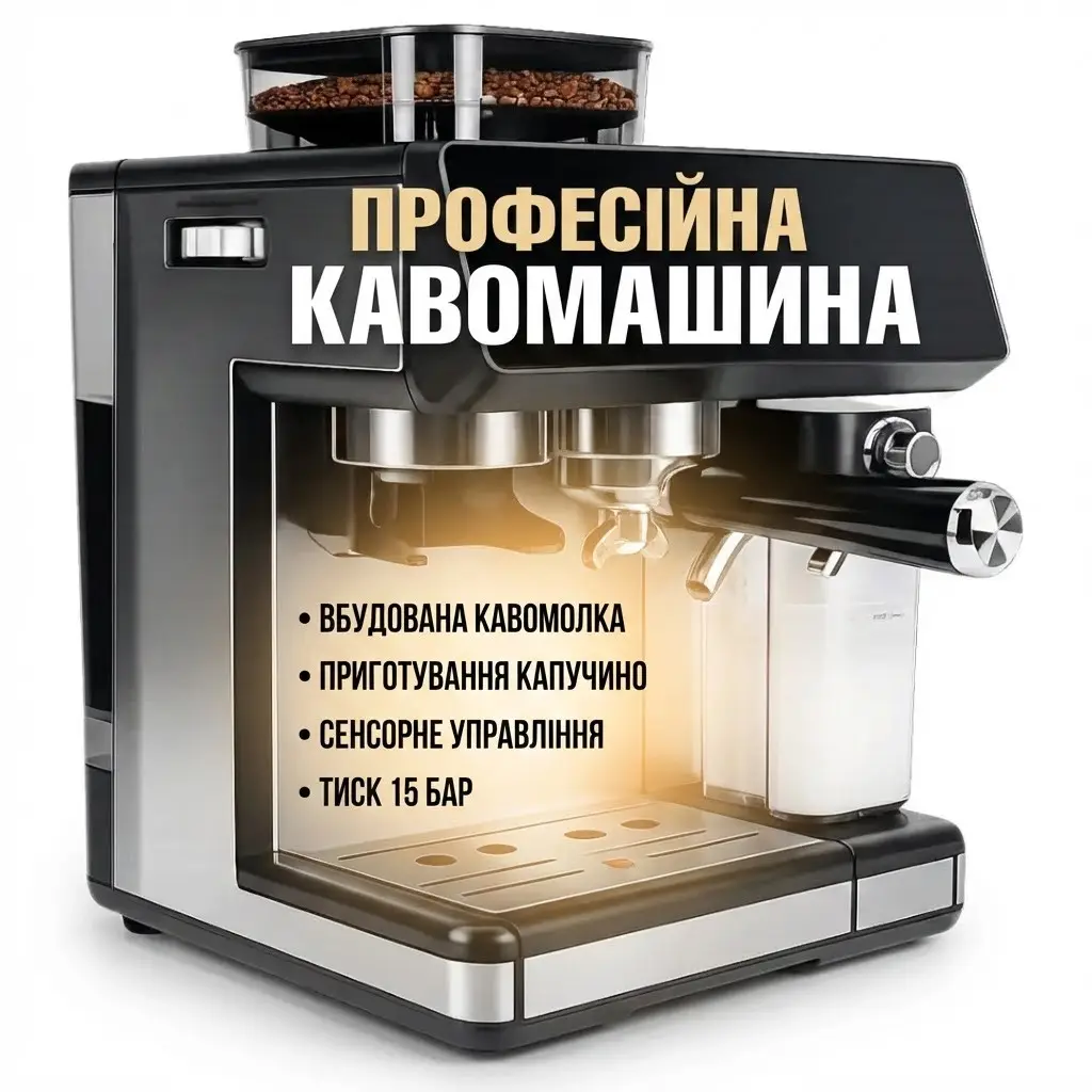 Кавомашина автоматична Zepline ZP-6807 1500 Вт з кавомолкою та капучинатором 20 Бар