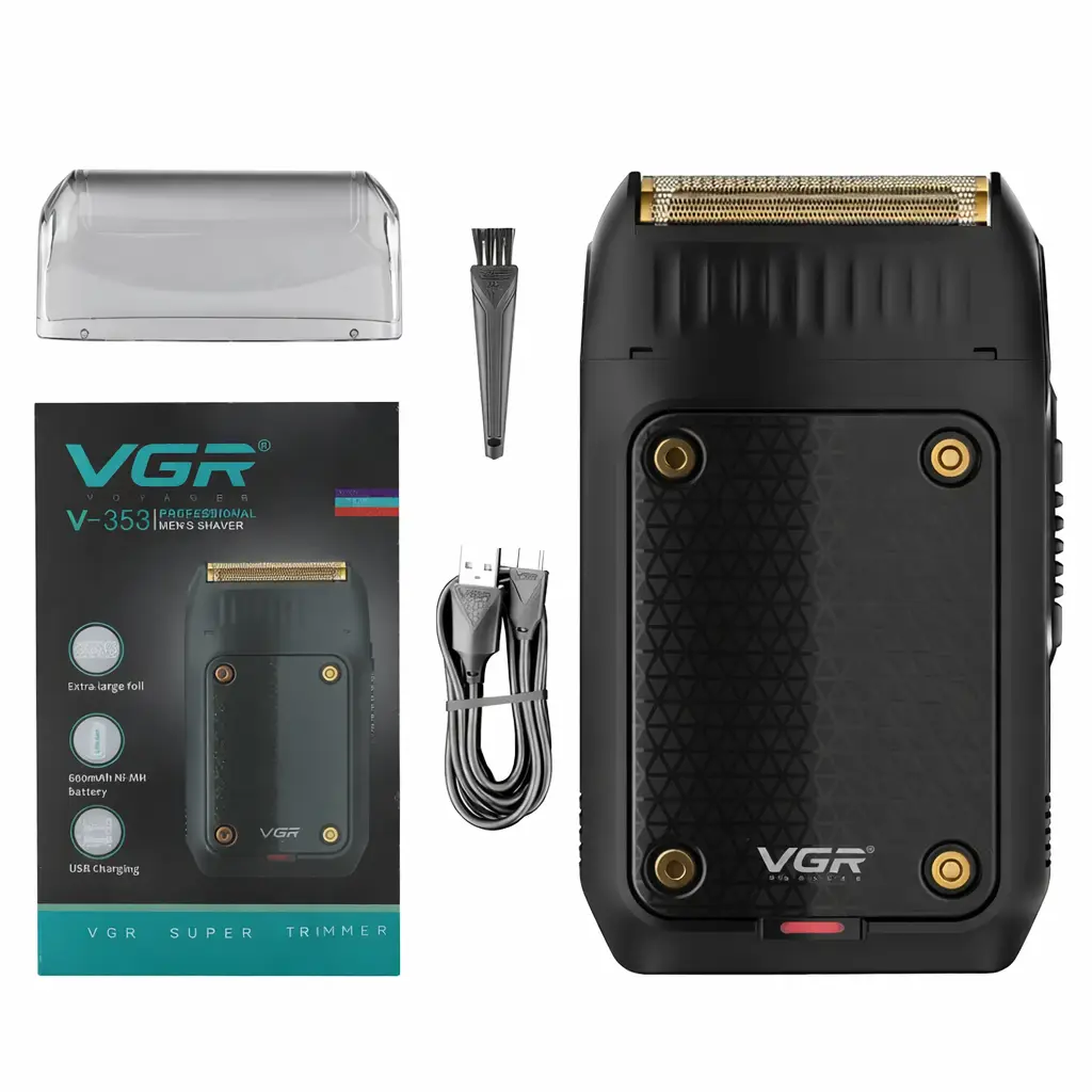 Електробритва портативна VGR V-353 з USB, Чорна/Професійна чоловіча машинка для гоління
