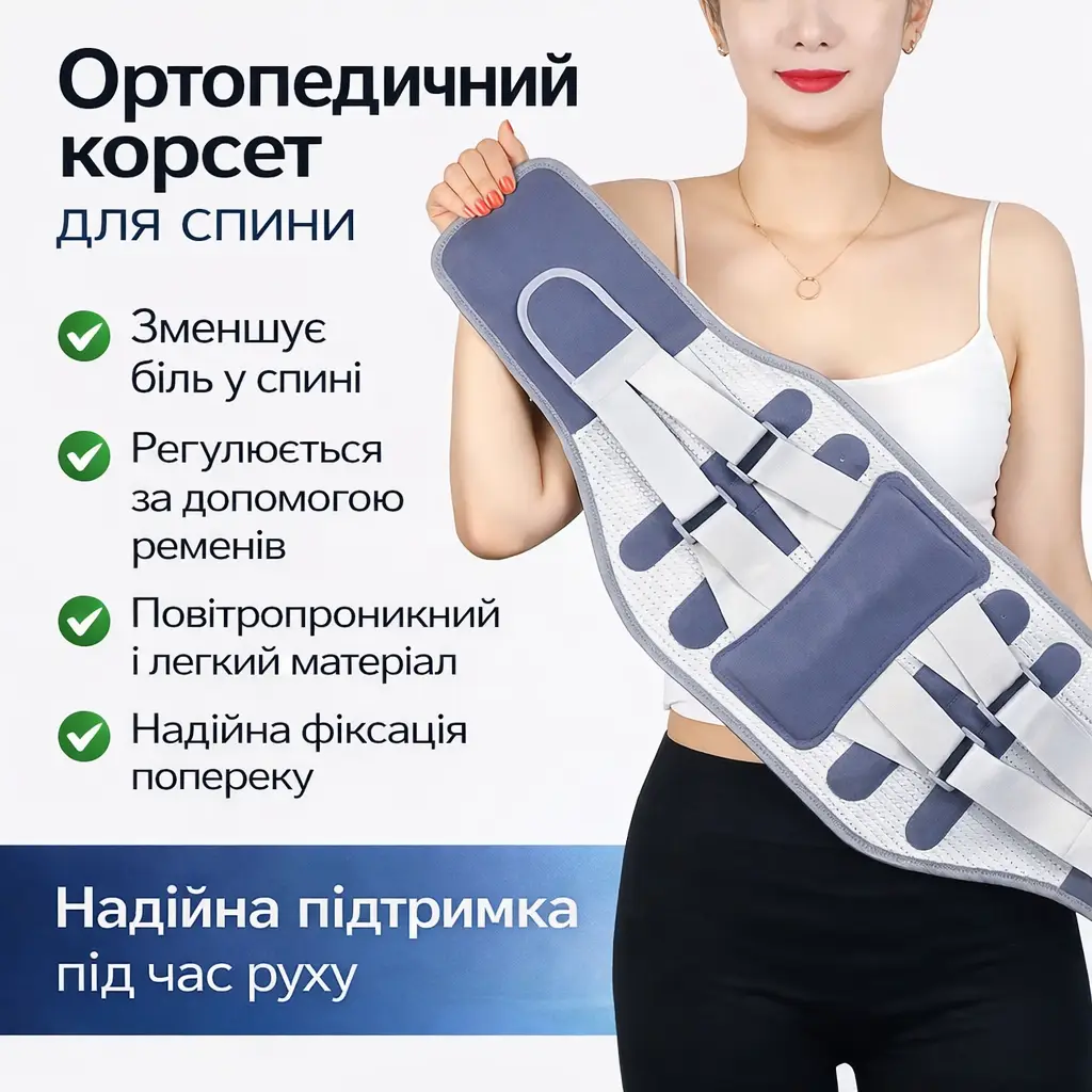 Корсет для спини універсальний із ременями Belt/Коректор постави/Пояс для спини