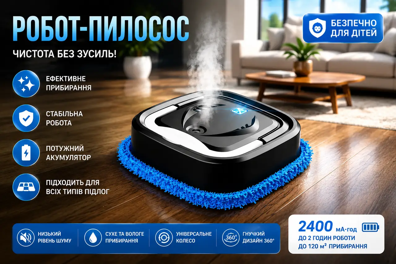 Інтелектуальна машина для миття підлоги Машина для побутового миття підлоги Перезаряджувана машина для вологого та сухого зволожен
