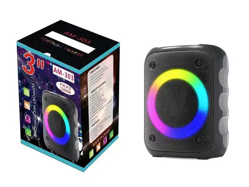 Колонка з LED-підсвіткою музична портативна Bluetooth AM-303