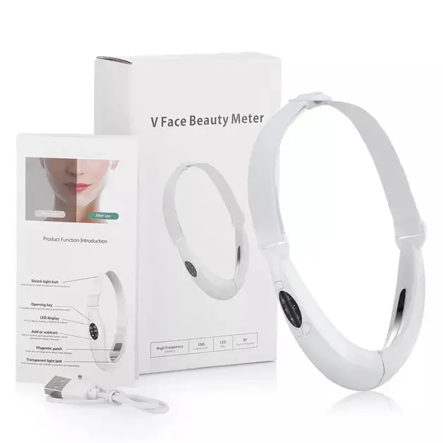 Апарат для підтягування підборіддя V Face Beauty Meter 5 режимів 8 рівнів інтенсивності білий
