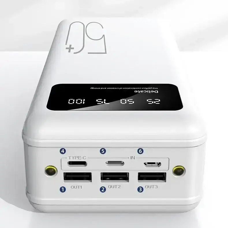 Повербанк power bank Viaking 50000 mAh YM-500 3 USB Type-C з ліхтариком Білий