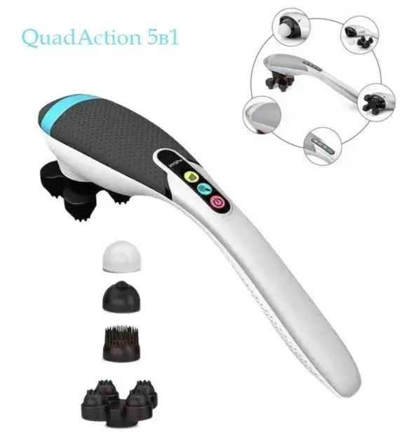 Вібромасажер для спини та тіла Magic Touch massager HSM 50303 4в1 Сірий з насадками