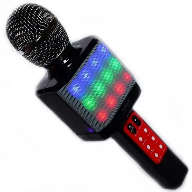 Караоке мікрофон WSTER WS-1828 з LED-підсвіткою (4 Голоси/USB/Bluetooth)