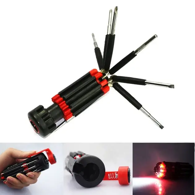 Викрутка універсальна з ліхтариком 8 в 1 Screwdrivers