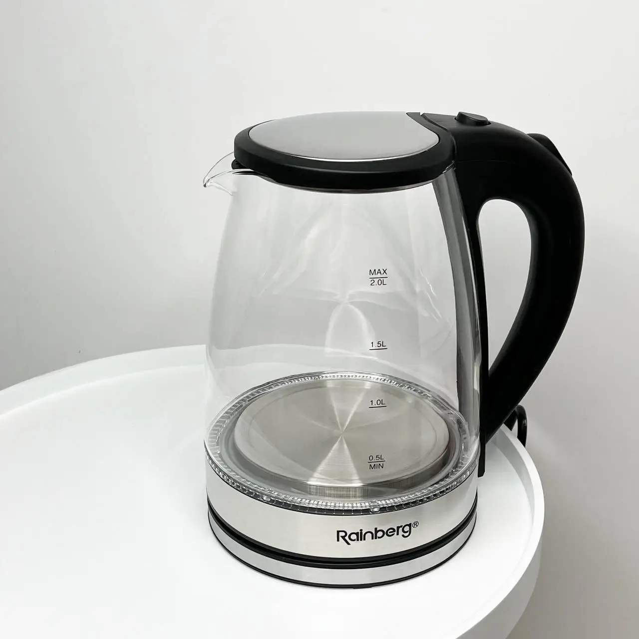 Електричний скляний чайник Rainberg RB-2250 з LED-підсвіткою 2200 Вт 1.8 л,