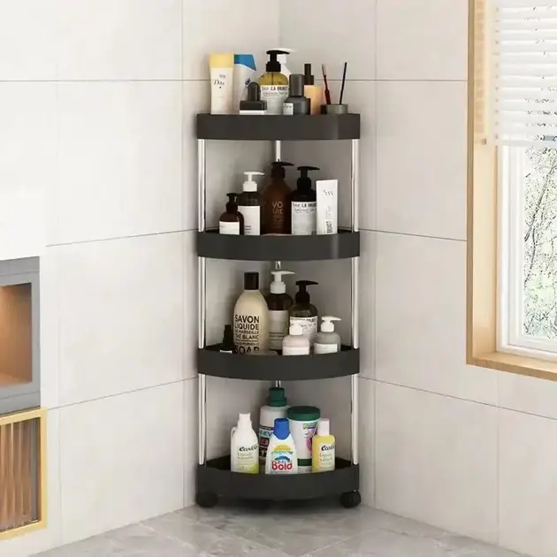 Декоративна кутова полиця на чотири яруси для ванної Corner storage rack 88х34х25 см Кутова полиця-етажерка